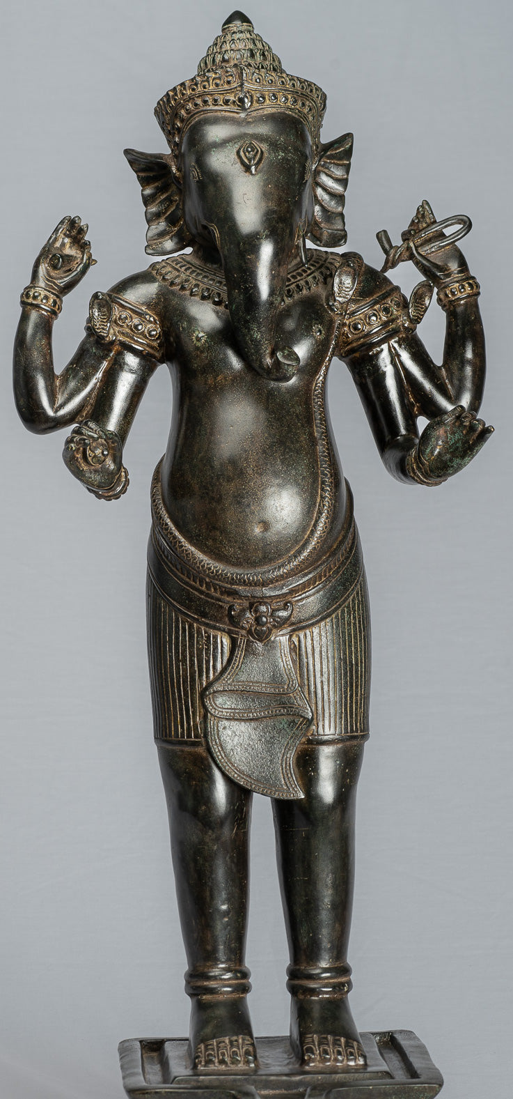 Ganesha Statue. Antike Khmer Stil Stehende Bronze Angkor Wat Ganesha Statue und Yoni.88cm/35"