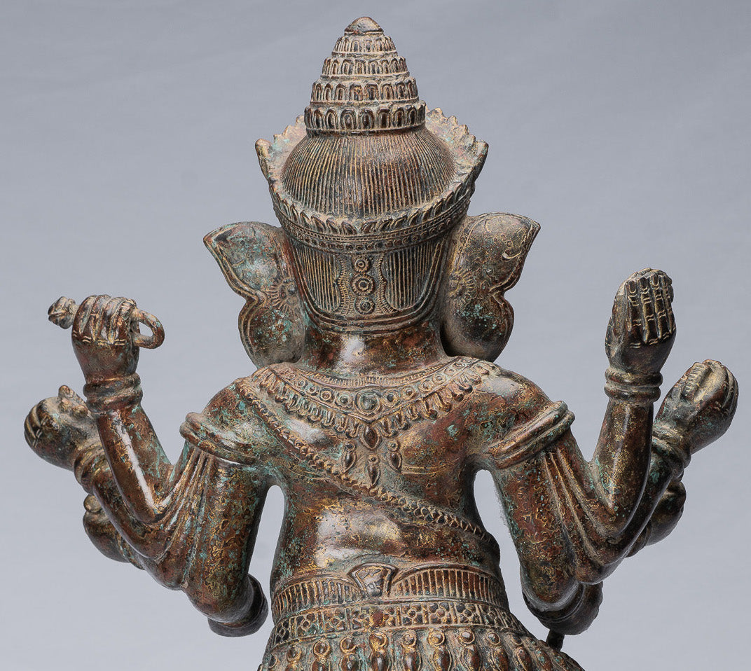 Estatua de Ganesha - Estatua de baile de bronce de bronce antiguo de estilo jemer - 61 cm/24 "