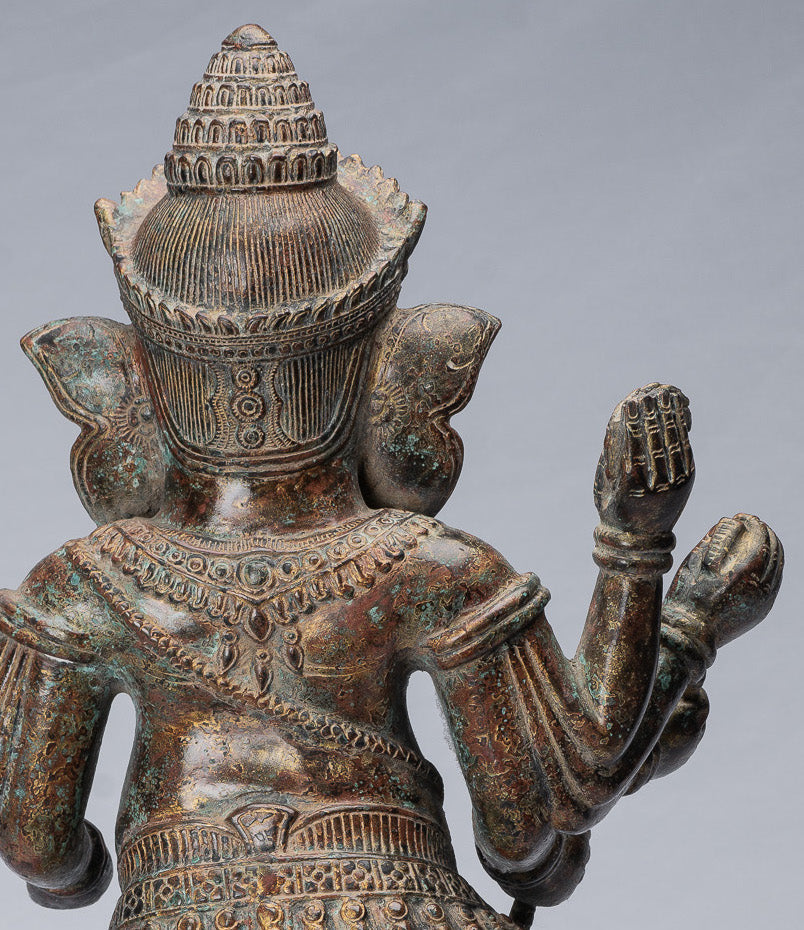 Estatua de Ganesha - Estatua de baile de bronce de bronce antiguo de estilo jemer - 61 cm/24 "