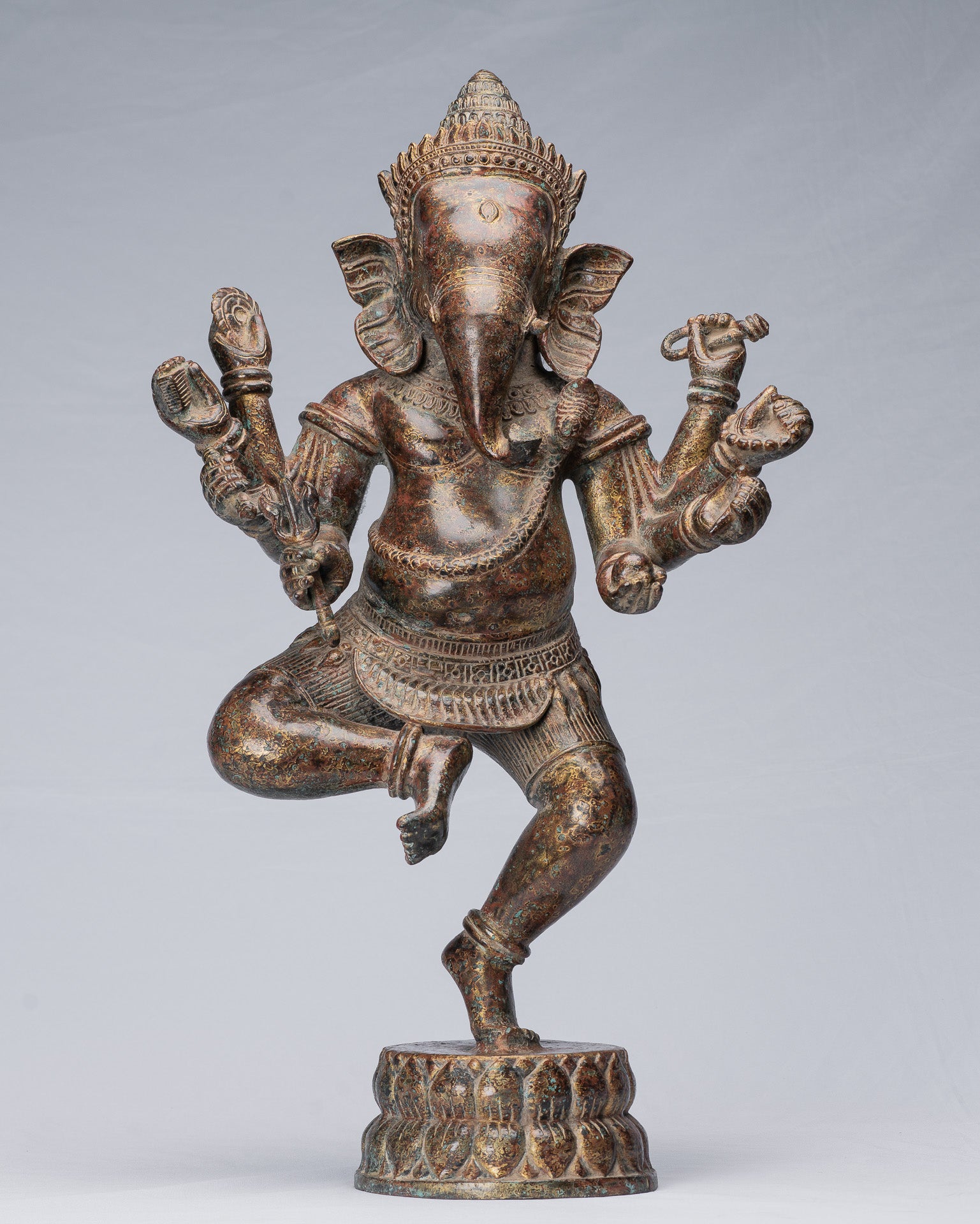 Estatua de Ganesha - Estatua de baile de bronce de bronce antiguo de estilo jemer - 61 cm/24 "
