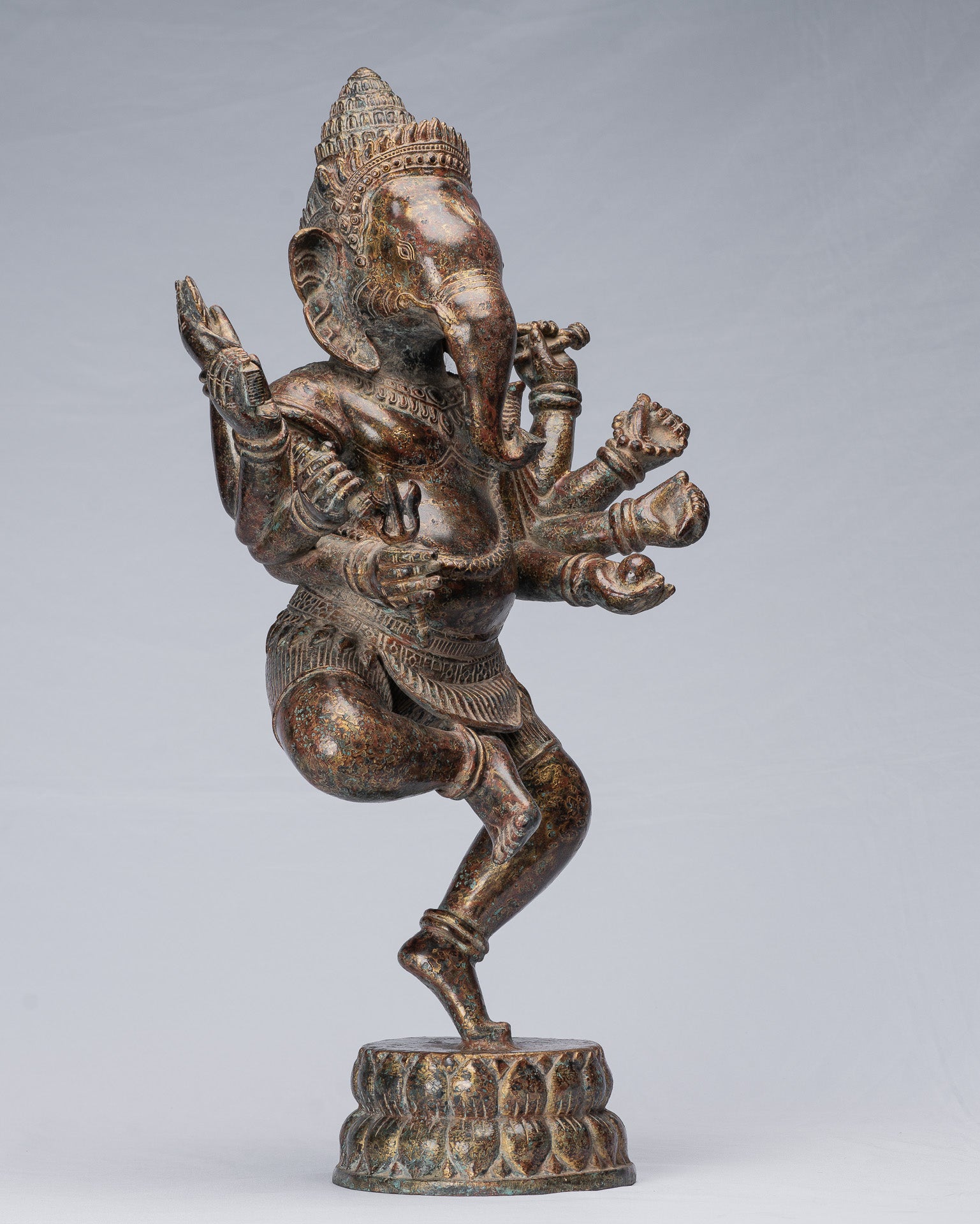 Estatua de Ganesha - Estatua de baile de bronce de bronce antiguo de estilo jemer - 61 cm/24 "