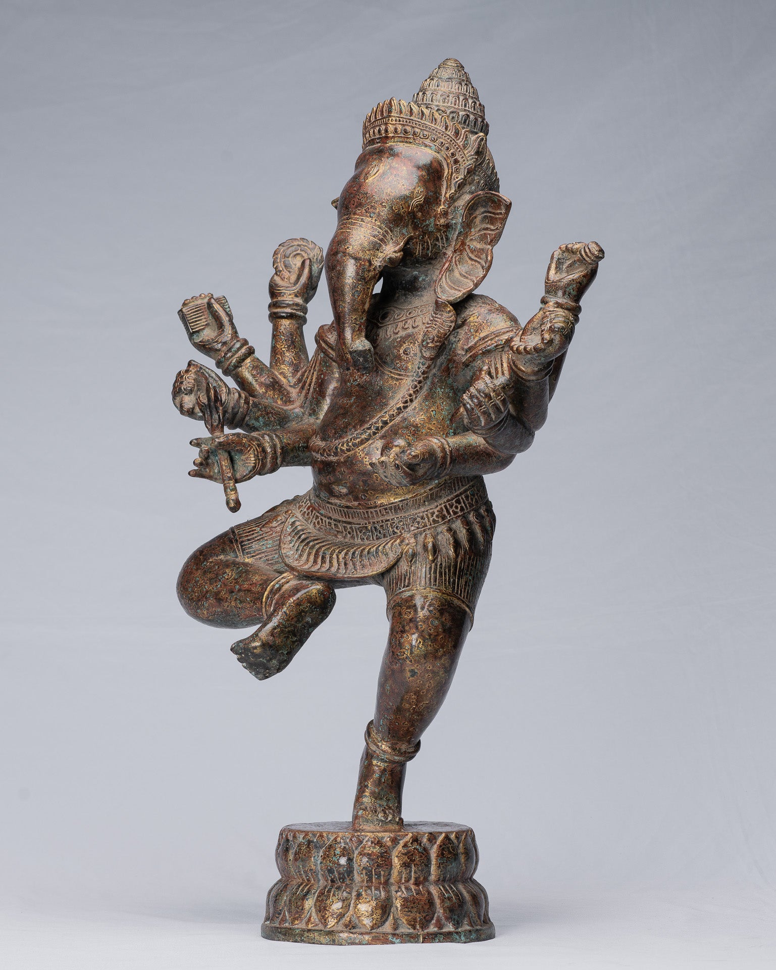 Estatua de Ganesha - Estatua de baile de bronce de bronce antiguo de estilo jemer - 61 cm/24 "