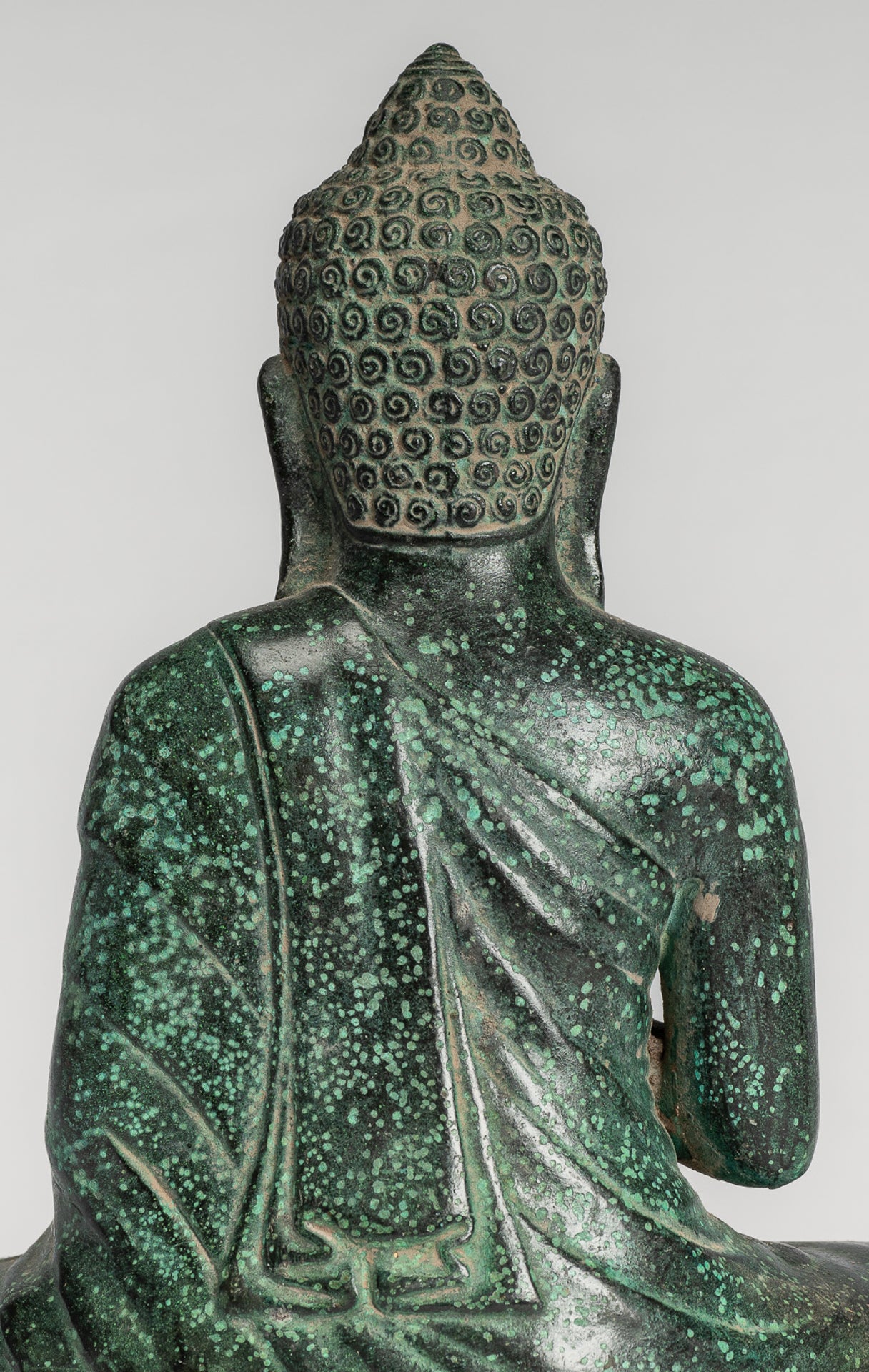 Buddha Statue - Buddha - Antique Khmer Style Seated Bronze Teaching Buddha Statue - 20cm/8"