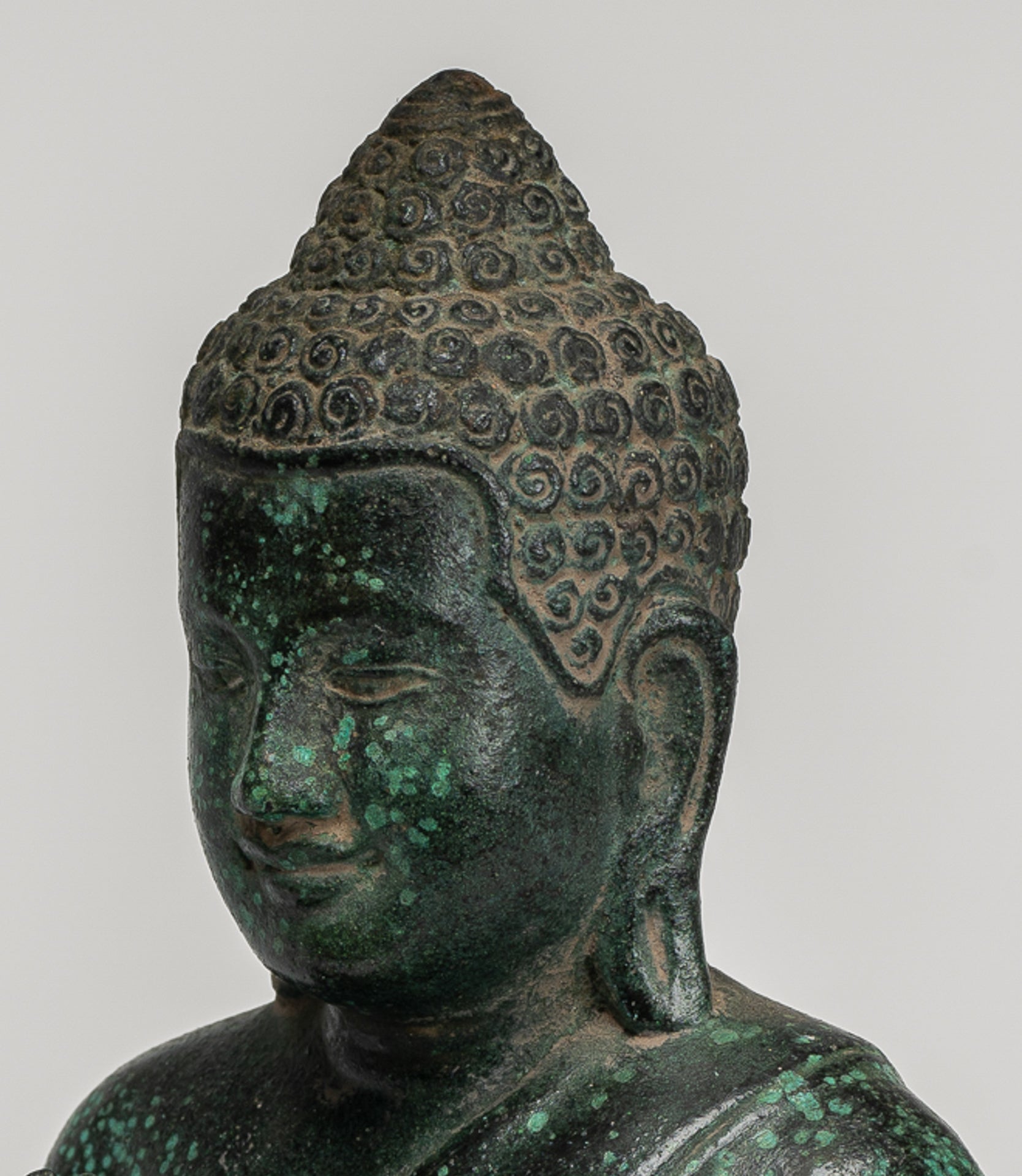 Buddha Statue - Buddha - Antique Khmer Style Seated Bronze Teaching Buddha Statue - 20cm/8"
