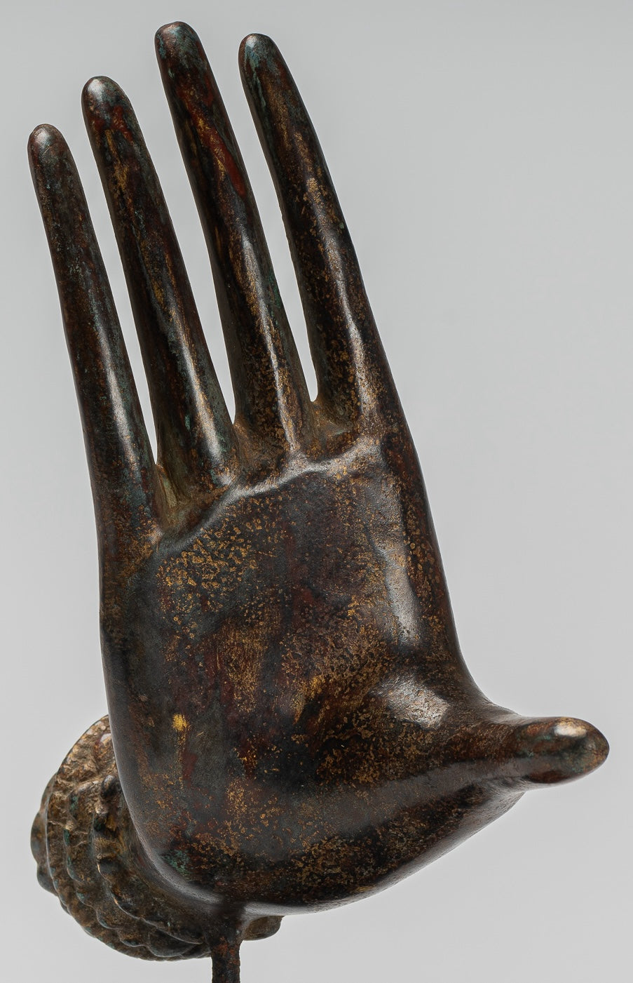 Antique Thai Style Southeast Asia Mounted Bronze Protection Thai Hand - 27cm/11"