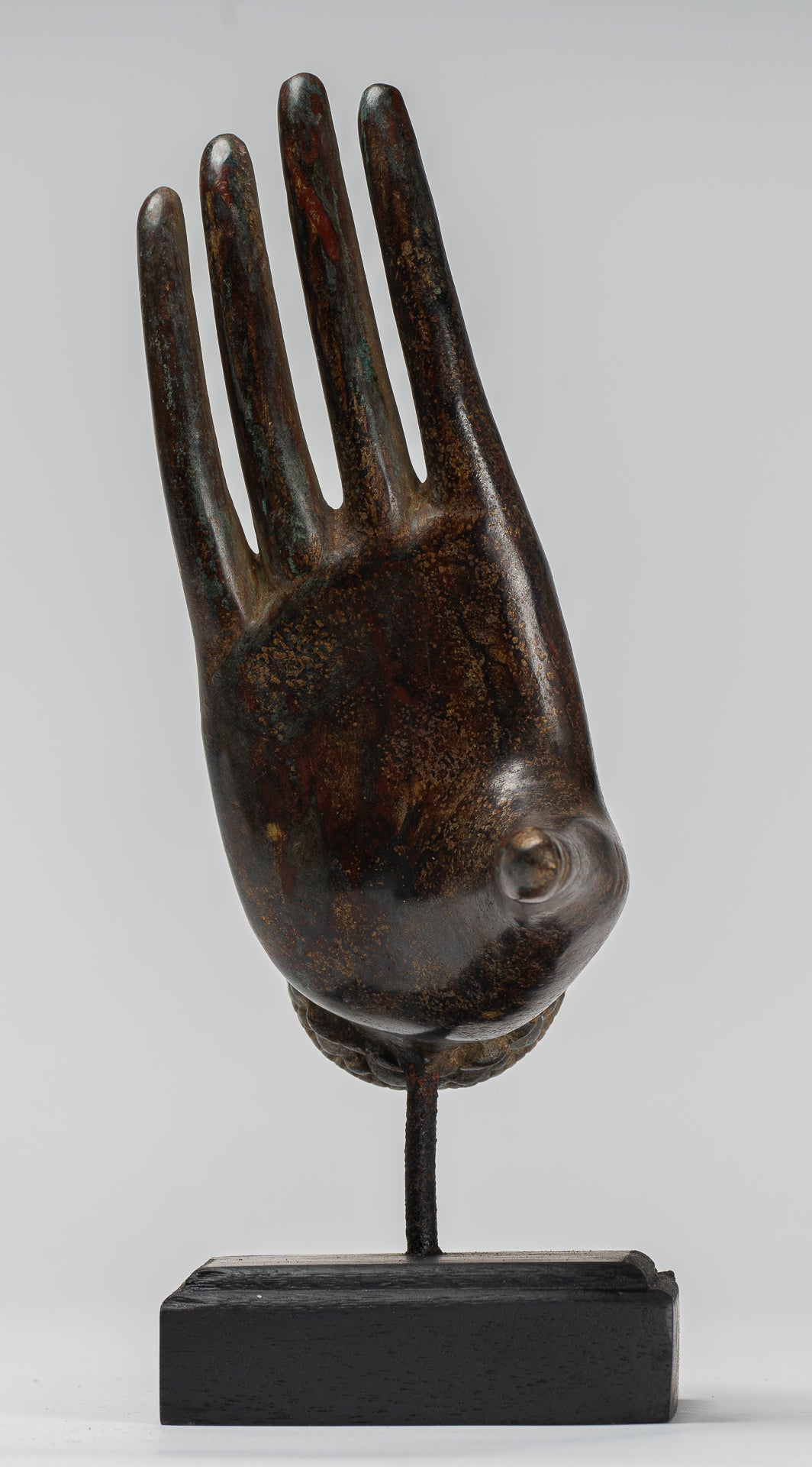 Antique Thai Style Southeast Asia Mounted Bronze Protection Thai Hand - 27cm/11"