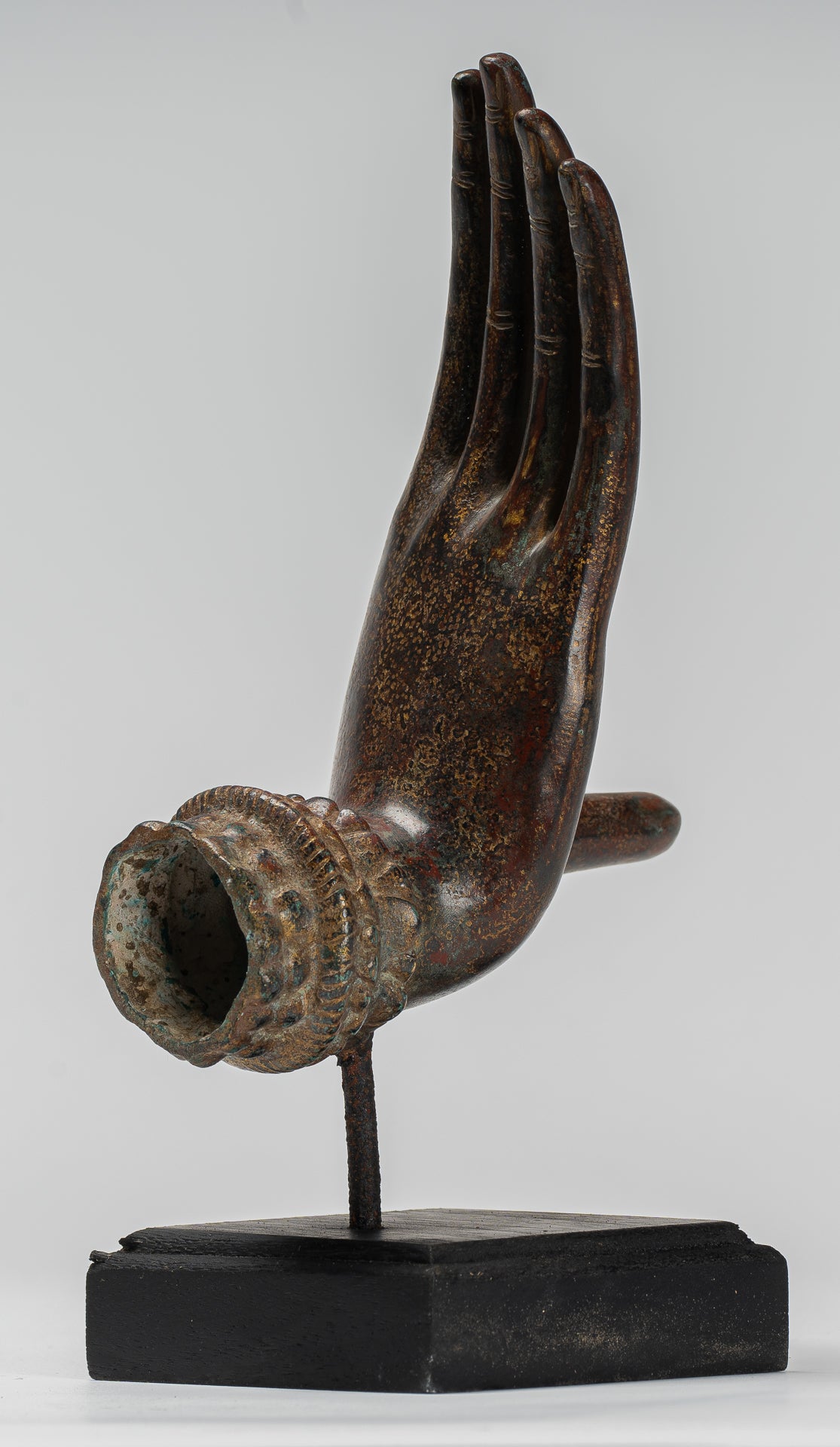 Antique Thai Style Southeast Asia Mounted Bronze Protection Thai Hand - 27cm/11"