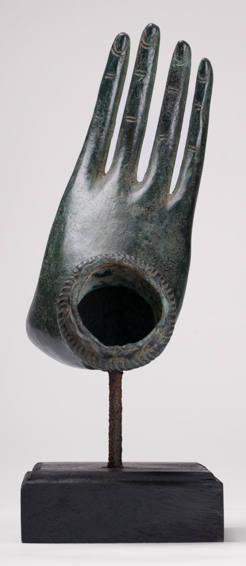 Antique Thai Style Southeast Asia Mounted Bronze Protection Thai Hand - 27cm/11"