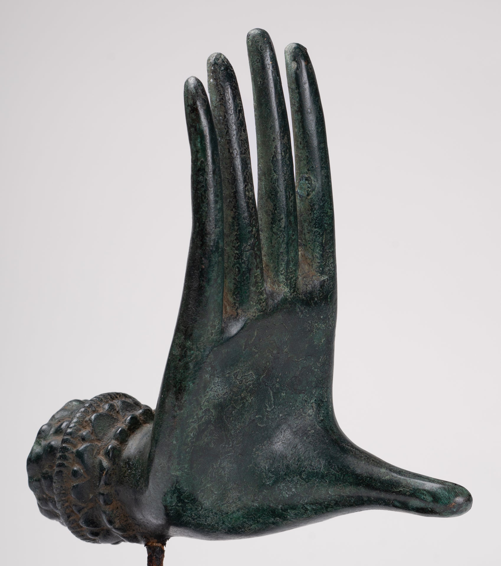 Antique Thai Style Southeast Asia Mounted Bronze Protection Thai Hand - 27cm/11"