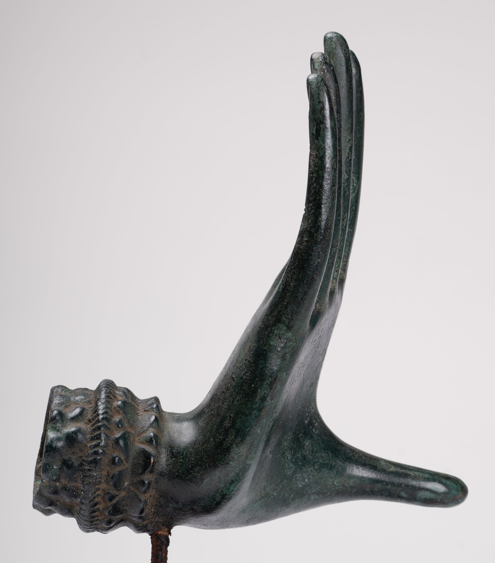 Antique Thai Style Southeast Asia Mounted Bronze Protection Thai Hand - 27cm/11"