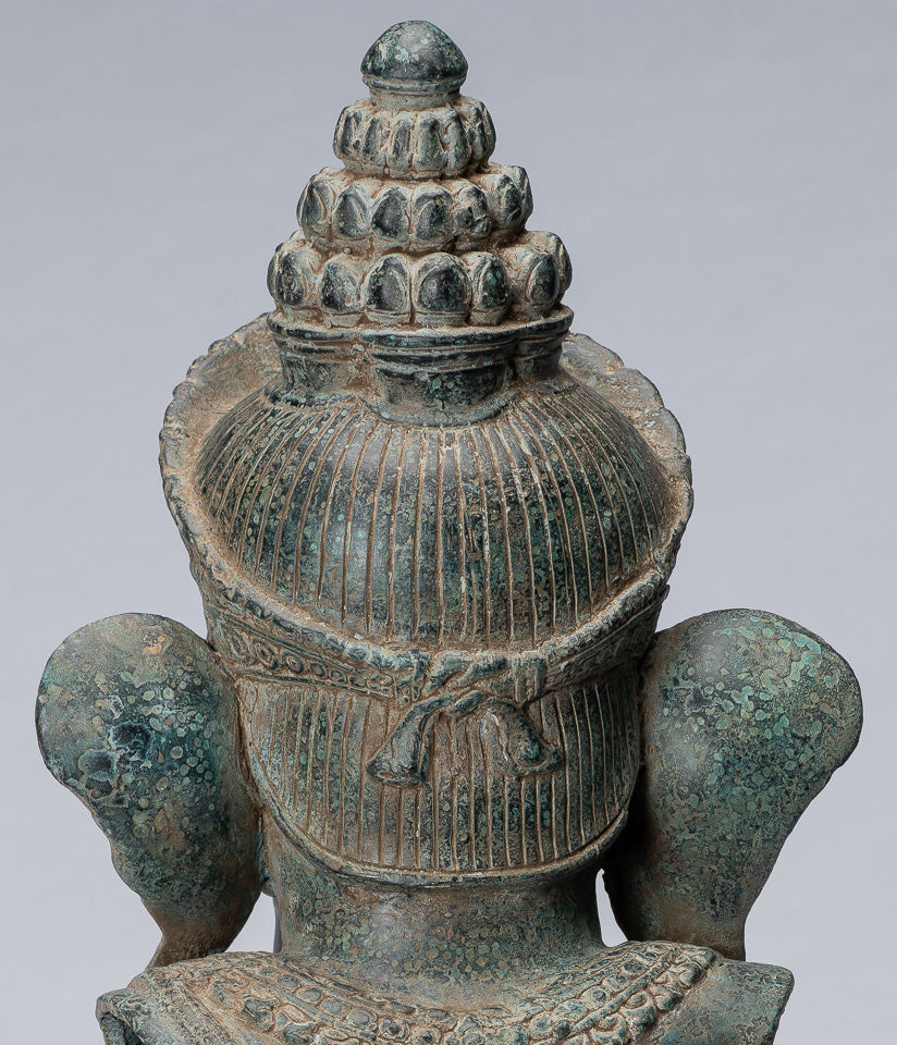 Ganesha Statue-Antique Khmer Style Mounted Bronze Angkor Wat Ganesha Statue-45cm/18 "