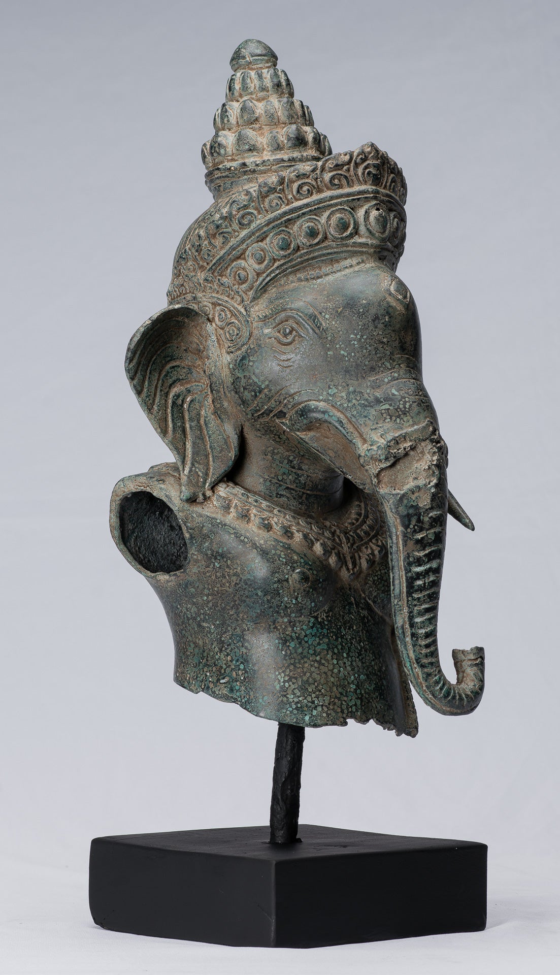 Ganesha Statue-Antique Khmer Style Mounted Bronze Angkor Wat Ganesha Statue-45cm/18 "