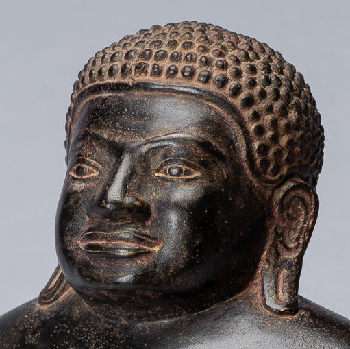 Statue di Buddha - Antique Thai Thai Bronze Felice, grassa, ridendo Buddha Budai Statua - 31 cm/12 "