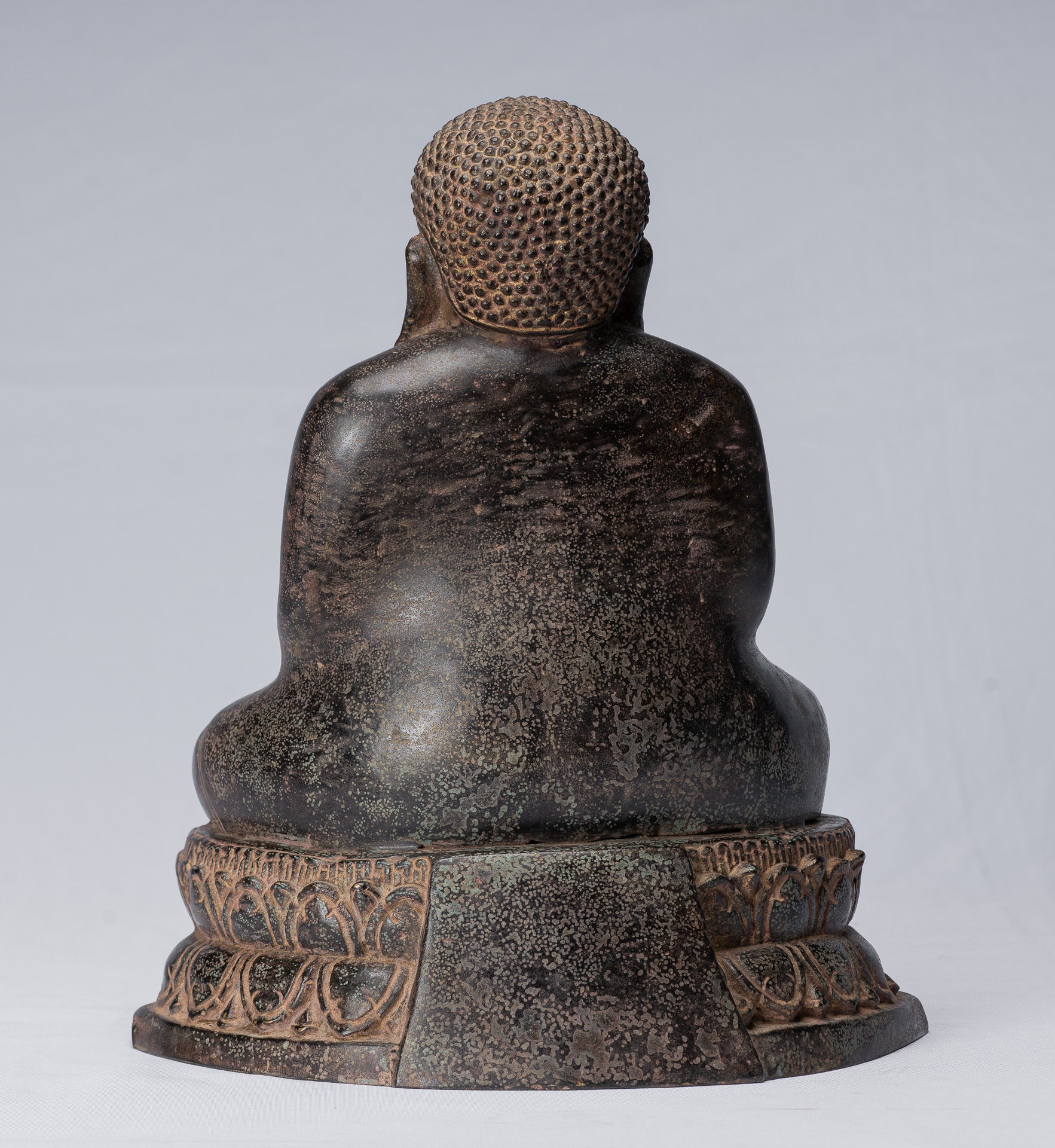 Statue di Buddha - Antique Thai Thai Bronze Felice, grassa, ridendo Buddha Budai Statua - 31 cm/12 "