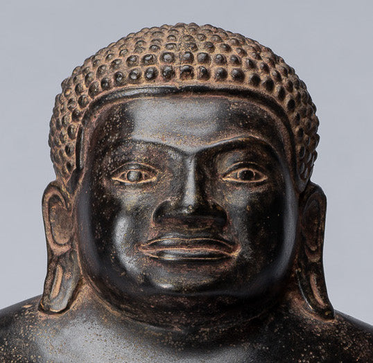 Statue di Buddha - Antique Thai Thai Bronze Felice, grassa, ridendo Buddha Budai Statua - 31 cm/12 "
