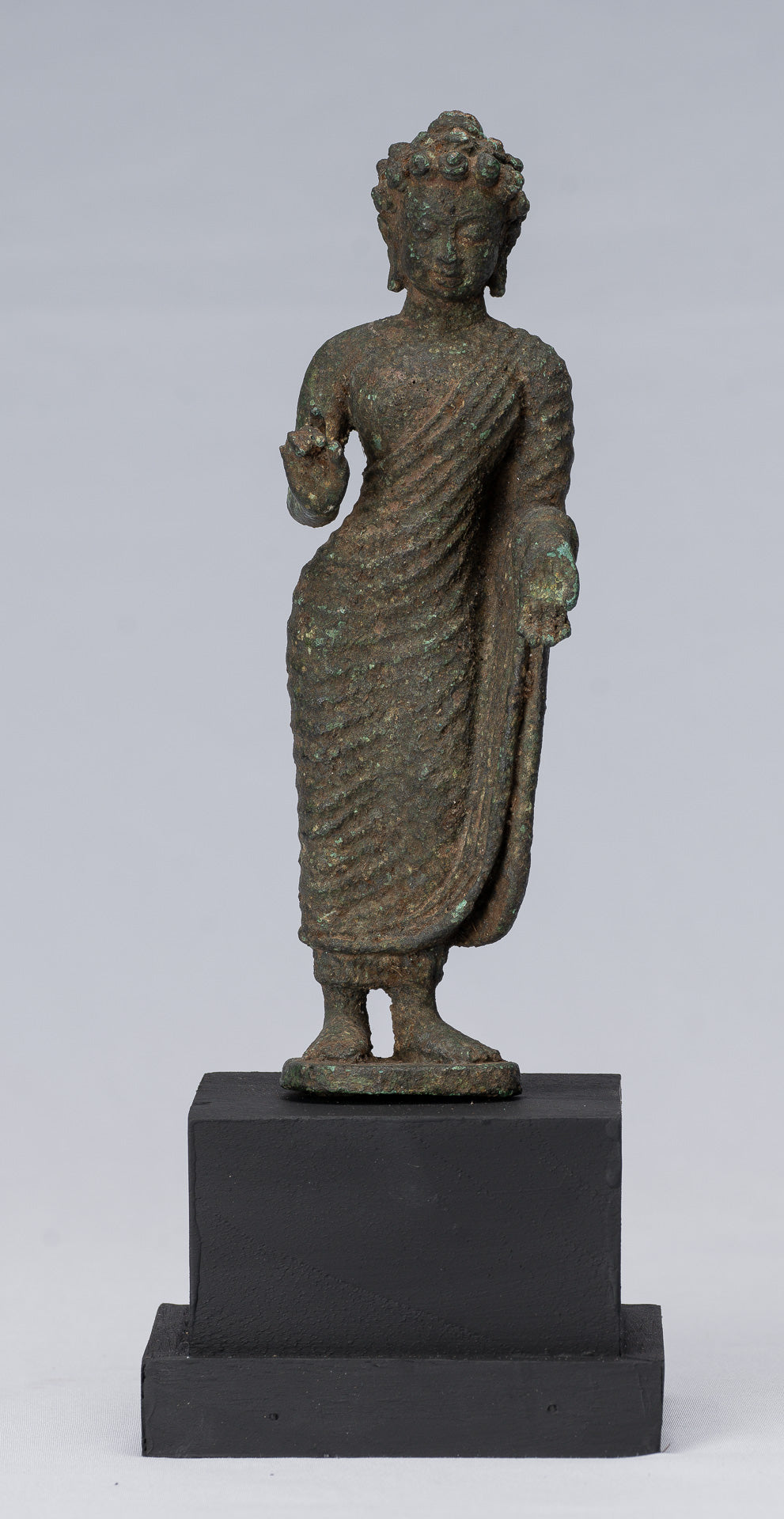 Buddha Statue - Antique Indonesian Style Standing Bronze Javanese Teaching Buddha - 25cm/10"