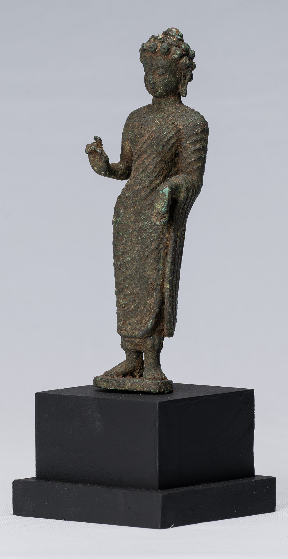 Buddha Statue - Antique Indonesian Style Standing Bronze Javanese Teaching Buddha - 25cm/10"