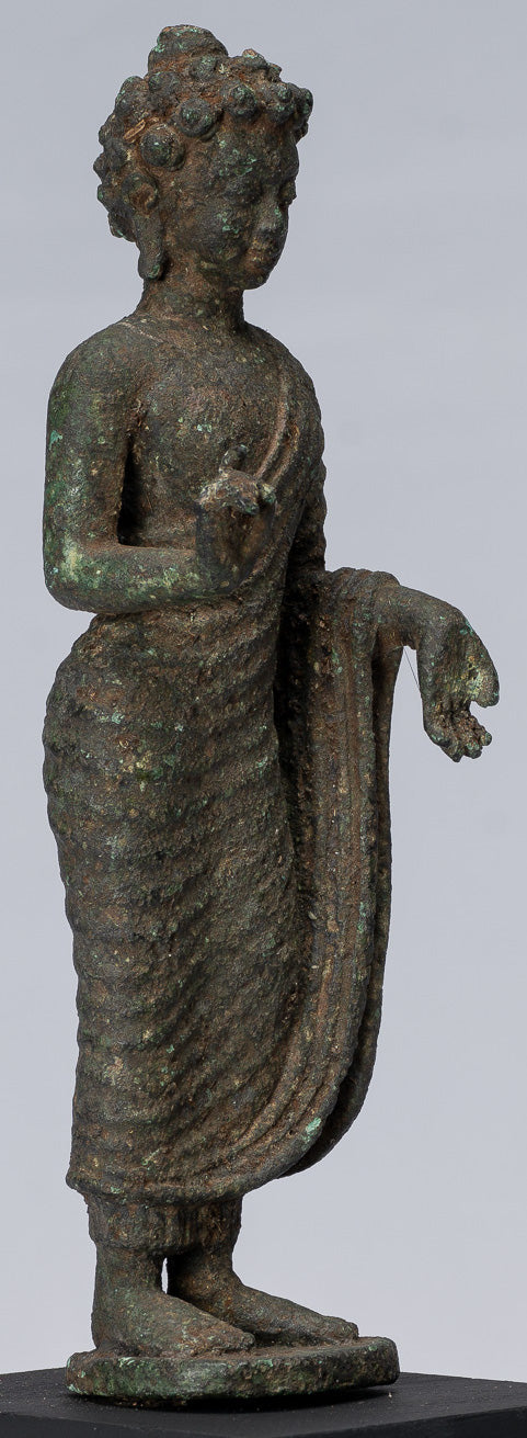 Buddha Statue - Antique Indonesian Style Standing Bronze Javanese Teaching Buddha - 25cm/10"