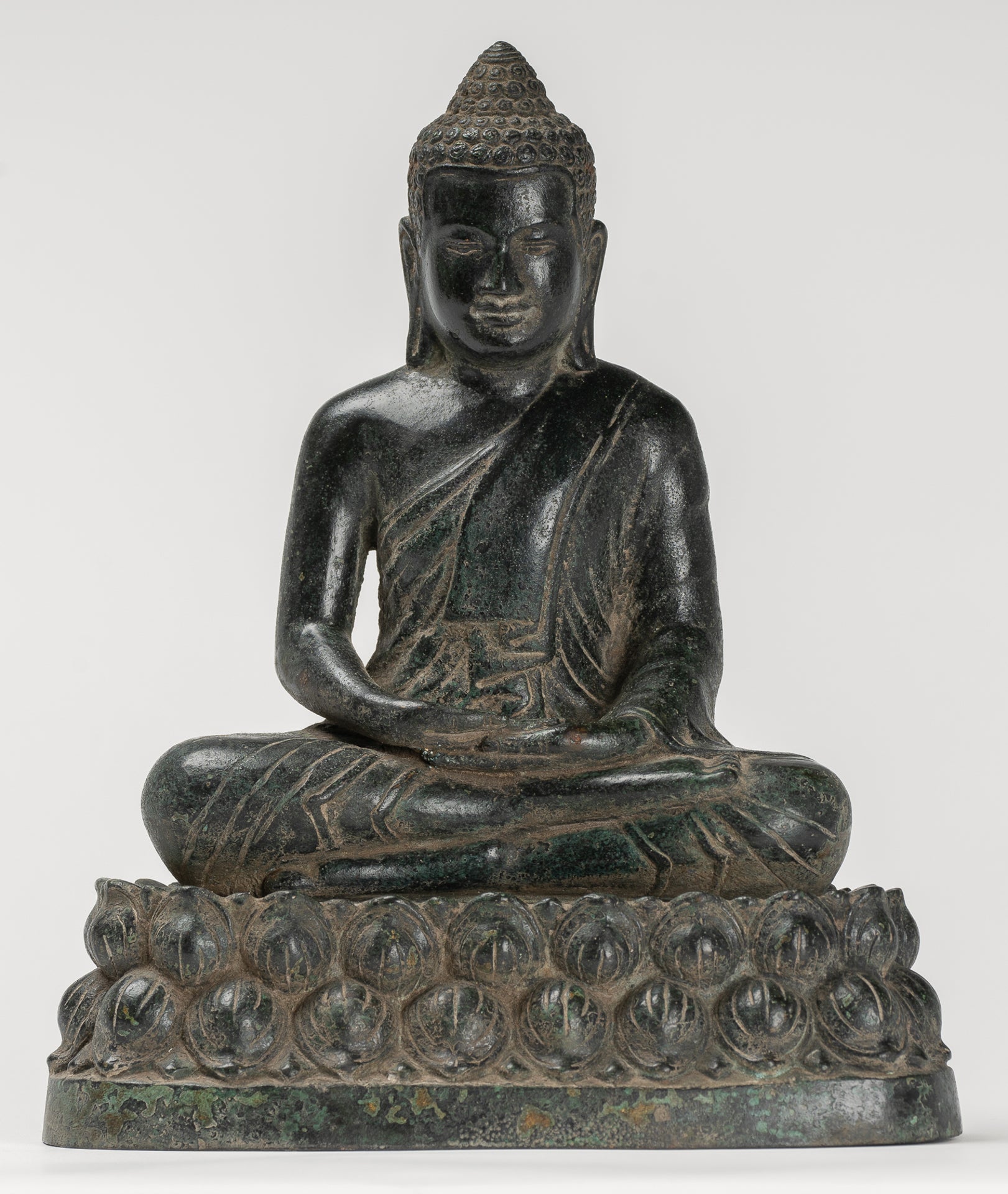 Buddha Statue - Buddha - Antique Khmer Style Seated Bronze Meditation Buddha Statue - 25cm/10"