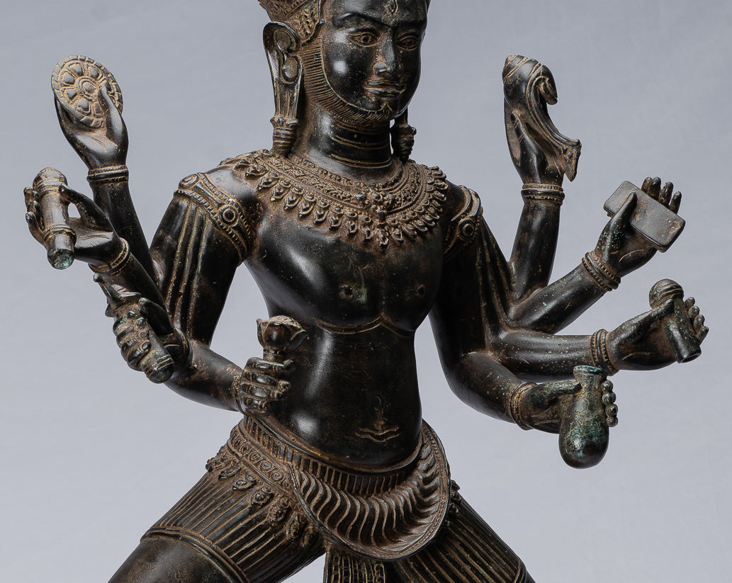 Antique antique khmer Style bronze Angkor Wat assis statue - 69cm / 28 "