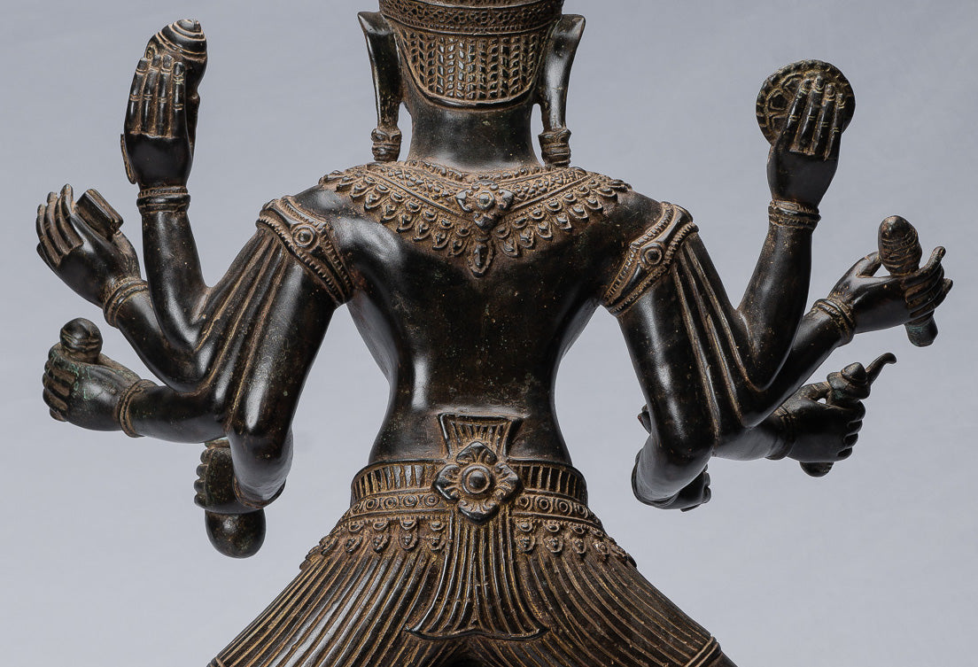 Antique antique khmer Style bronze Angkor Wat assis statue - 69cm / 28 "