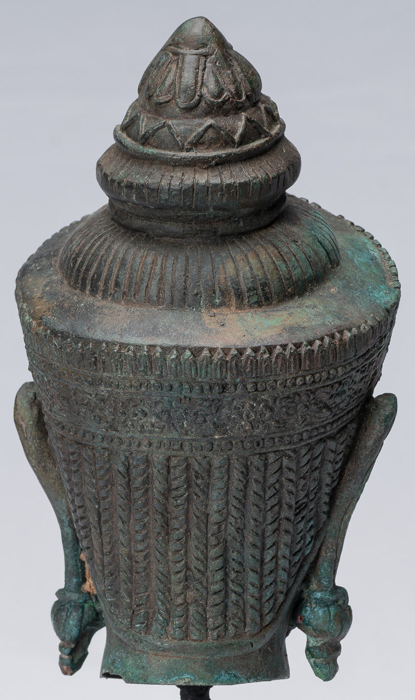 Cabeza de Buda - Cabez de Budas de Bronce Montada de Estilo Thai Lopburi antiguo - 25 cm/10 "