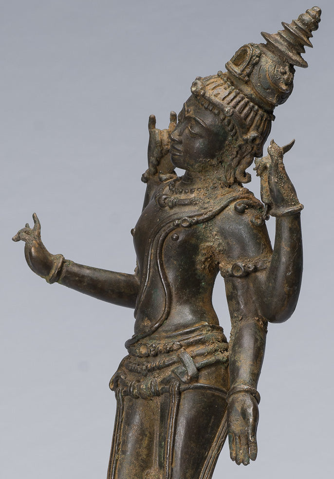 Statue de Tara - statue en bronze majapatit de style javanais ancien Devi Tara statue - 56 CM / 22 pouces