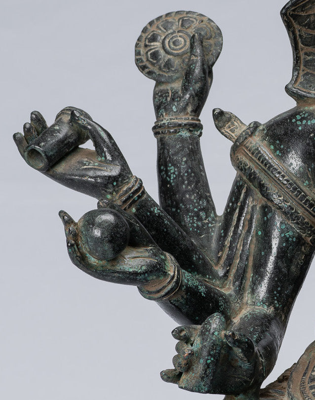 Statue Ganesha - Bronzo di bayon in stile khmer antico seduto a otto braccio ganesh statua - 38 cm/15 "