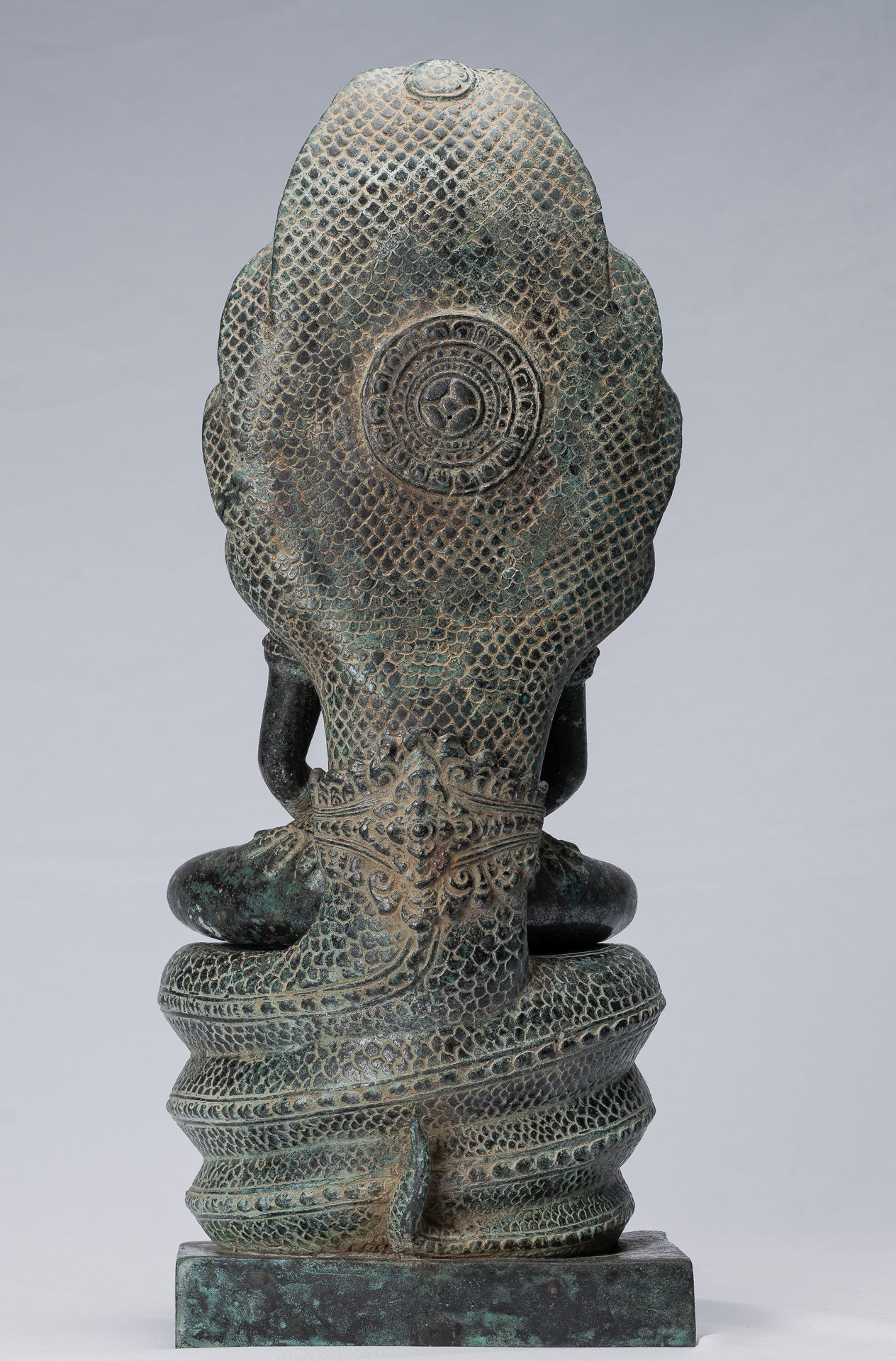 Statue de Bouddha – Bouddha de méditation Naga assis en bronze de style Bayon antique khmer – 57 cm/23"