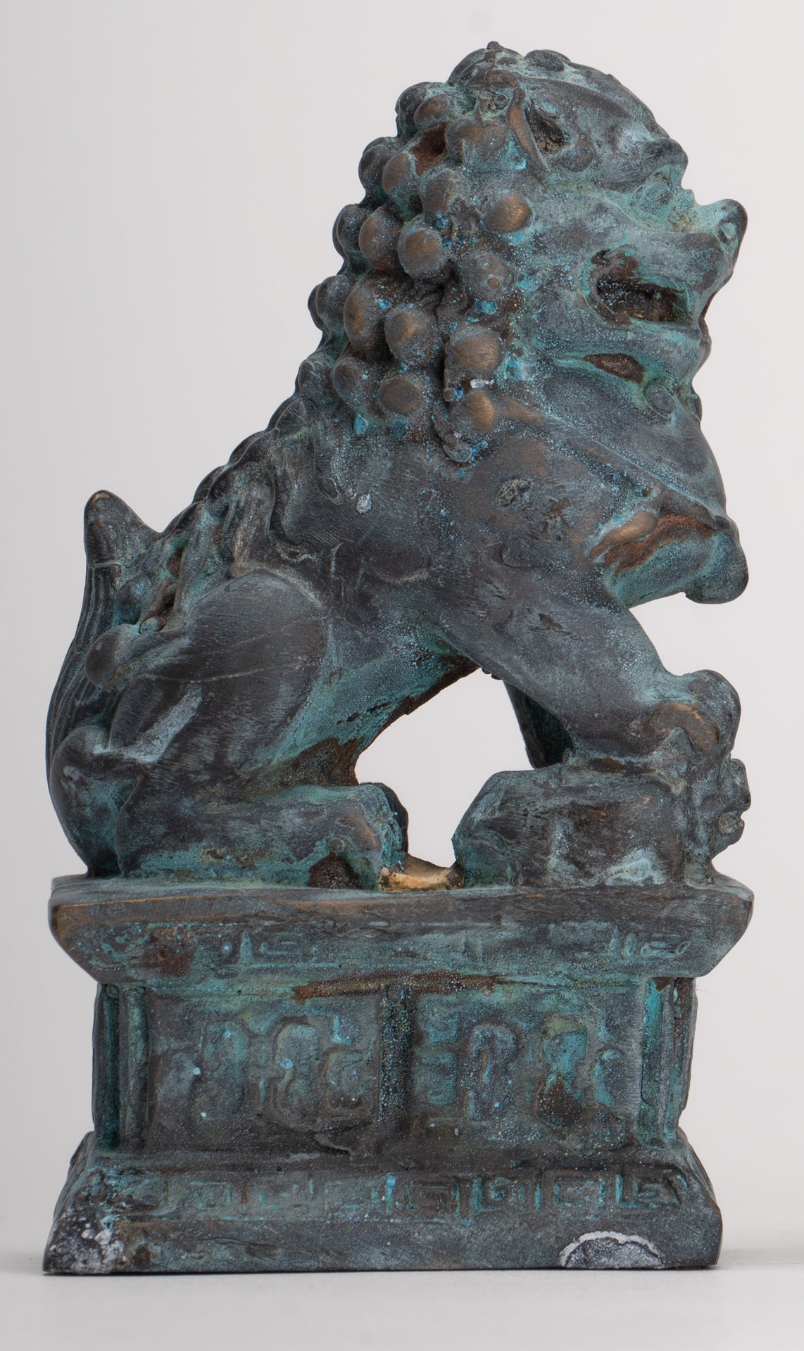 Antique Chinese Style Temple Guardian Lions Shishi Lions Foo Dogs Imperial Lions (Pair) - 10.5cm/4"