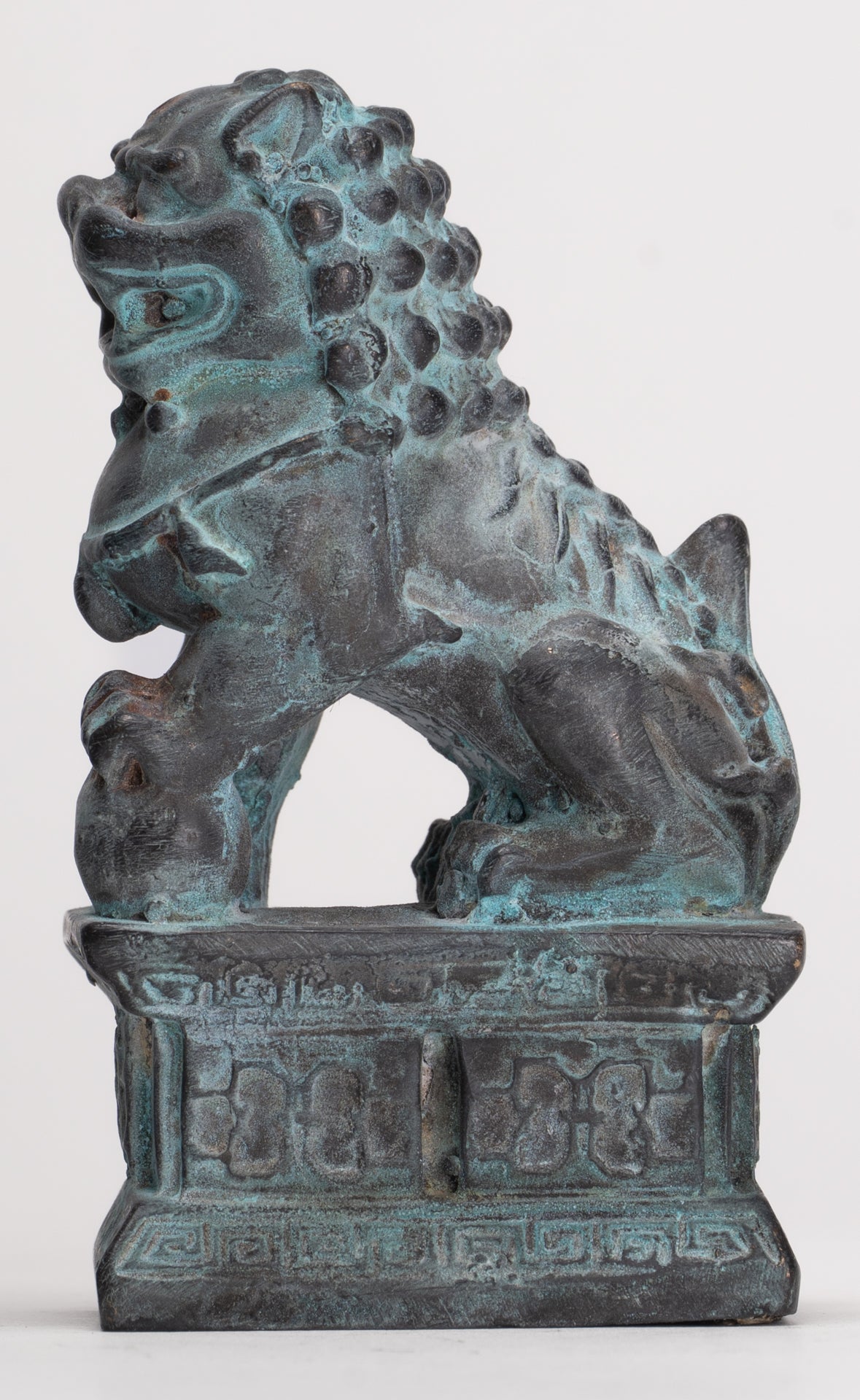 Antique Chinese Style Temple Guardian Lions Shishi Lions Foo Dogs Imperial Lions (Pair) - 10.5cm/4"