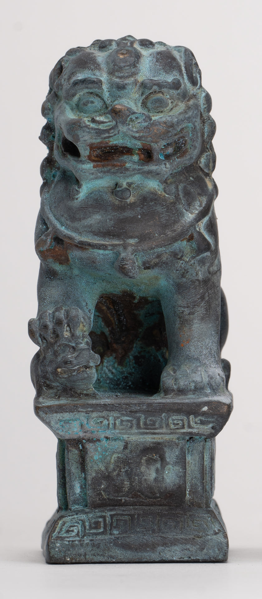 Antique Chinese Style Temple Guardian Lions Shishi Lions Foo Dogs Imperial Lions (Pair) - 10.5cm/4"