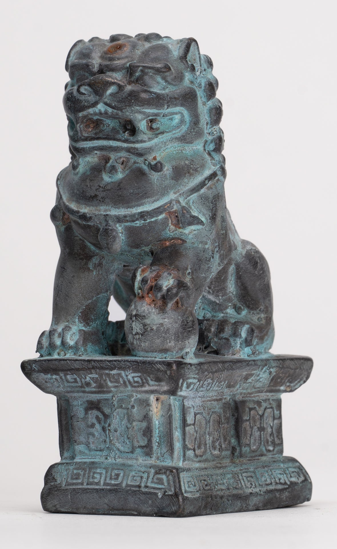 Antique Chinese Style Temple Guardian Lions Shishi Lions Foo Dogs Imperial Lions (Pair) - 10.5cm/4"