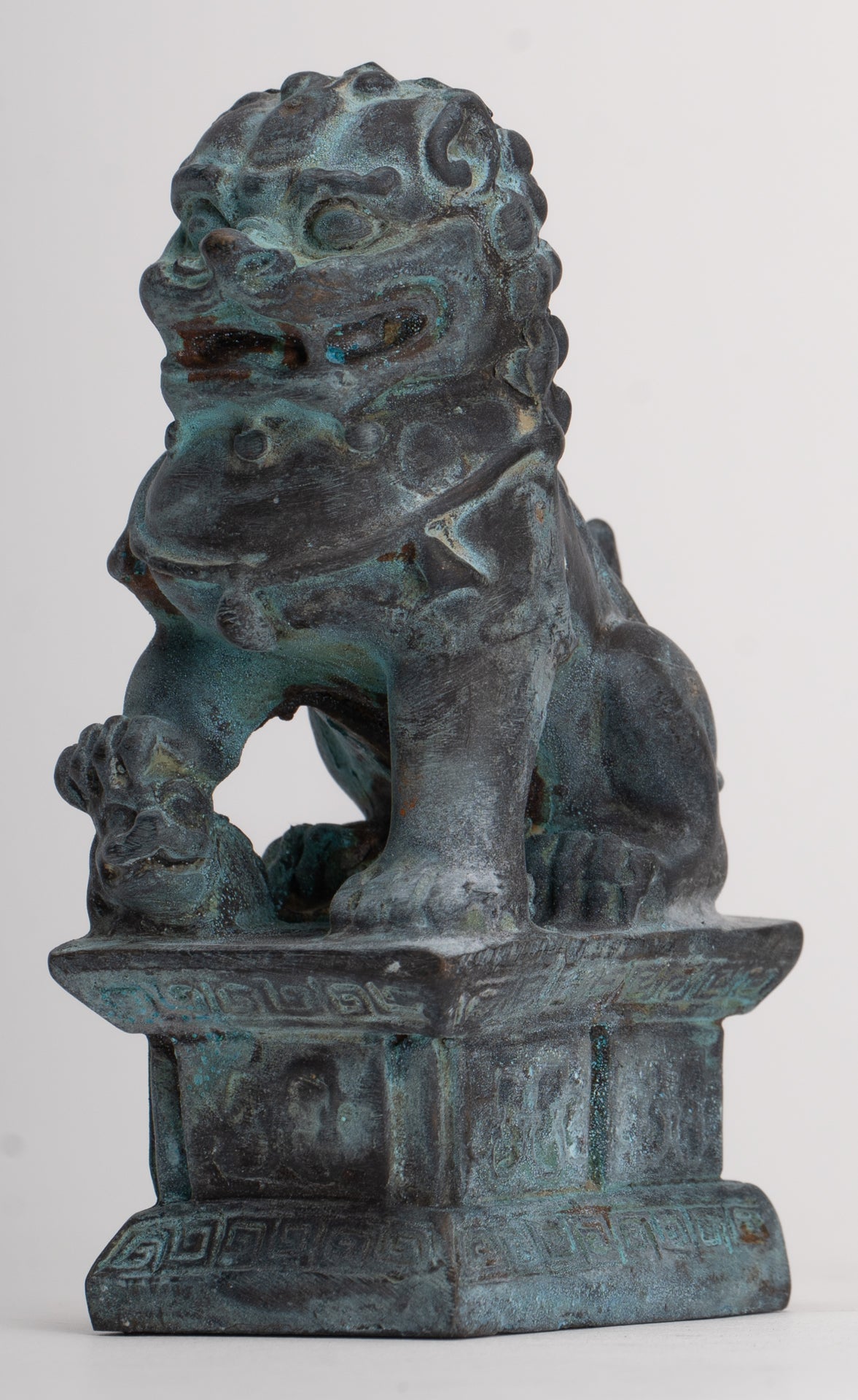 Antique Chinese Style Temple Guardian Lions Shishi Lions Foo Dogs Imperial Lions (Pair) - 10.5cm/4"