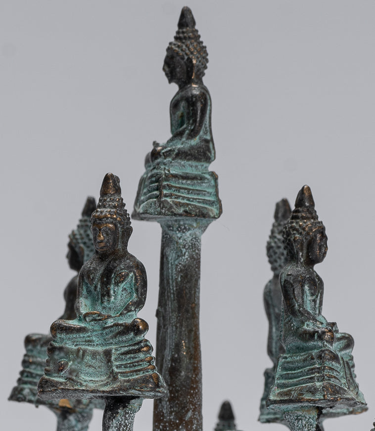 Buddha Sculpture - Antique Thai Thai Bronze Meditazione seduta statue di Buddha - 14 cm/6 "