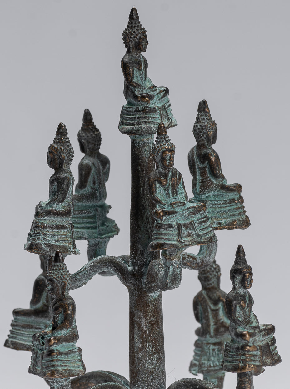 Buddha Sculpture - Antique Thai Thai Bronze Meditazione seduta statue di Buddha - 14 cm/6 "