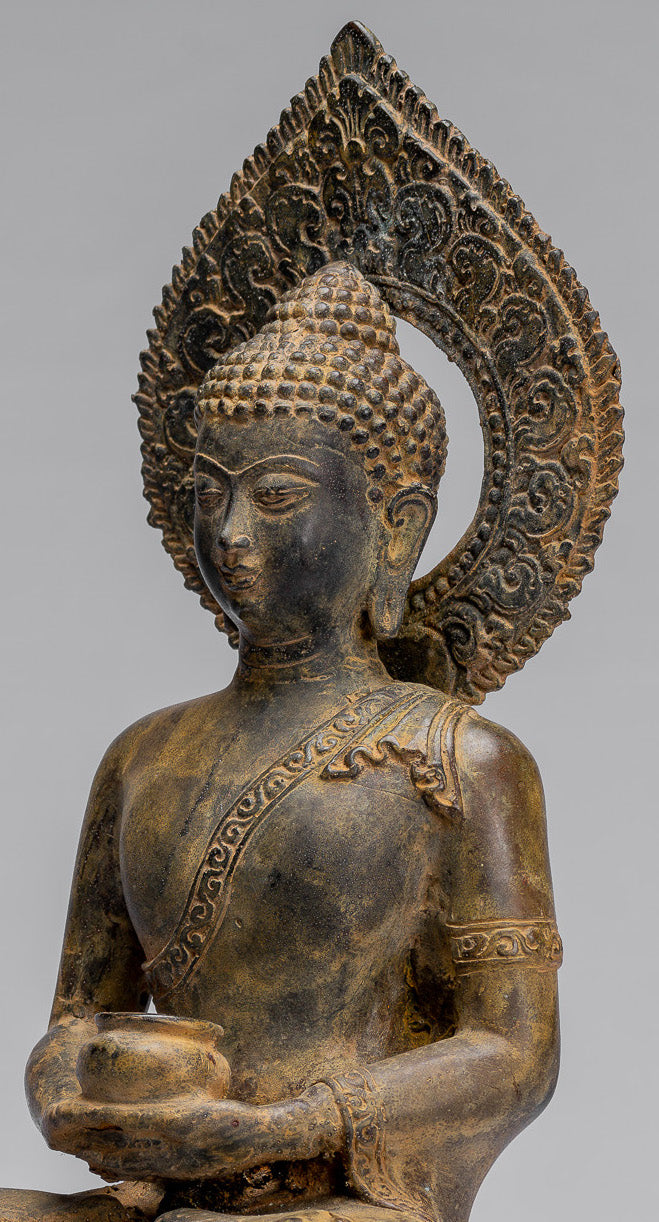 Buddha Statue-Antike Indonesische Stil Bronze Javanisch Amitabha Buddha Statue-32cm/13 "