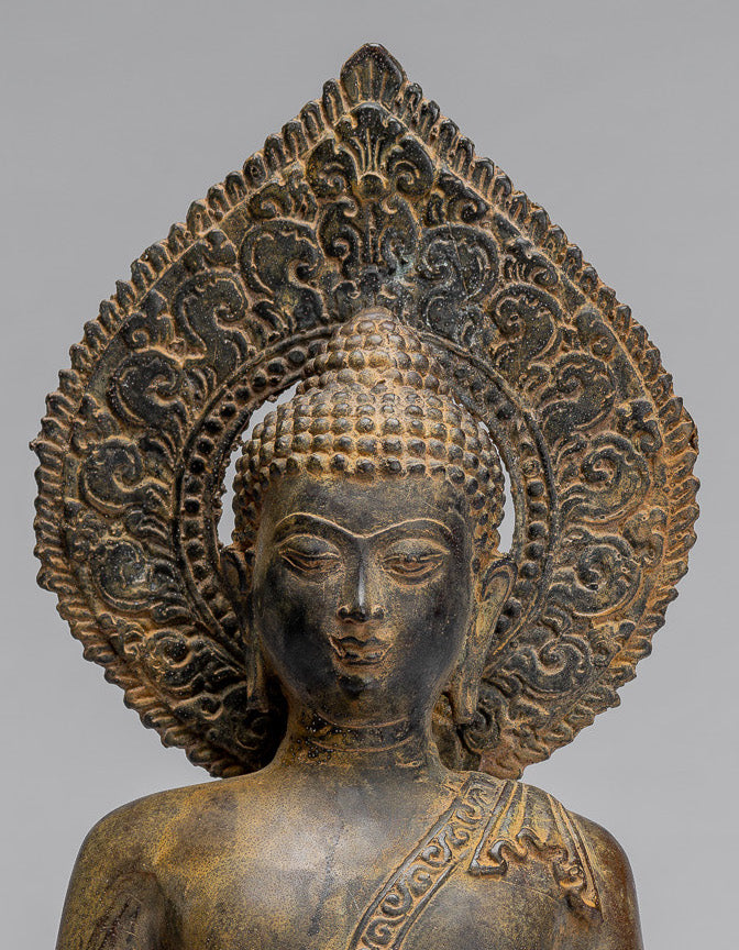 Buddha Statue-Antike Indonesische Stil Bronze Javanisch Amitabha Buddha Statue-32cm/13 "