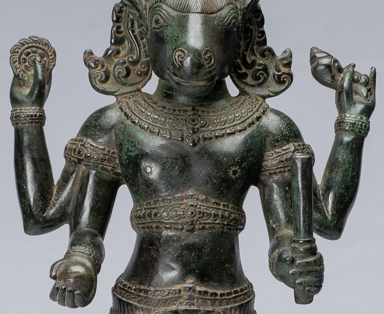 Kalkin Statue - Antique Khmer Style Standing Bronze Hayagriva Kalkin Horse of Vishnu - 55cm/22"