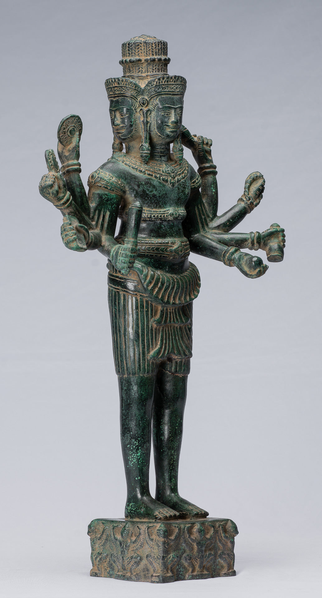 Brahma-Statue – antiker Khmer-Stil, Koh Ker, stehend, Bronze, Brahma – Schöpfung eines Hindu-Gottes – 53 cm