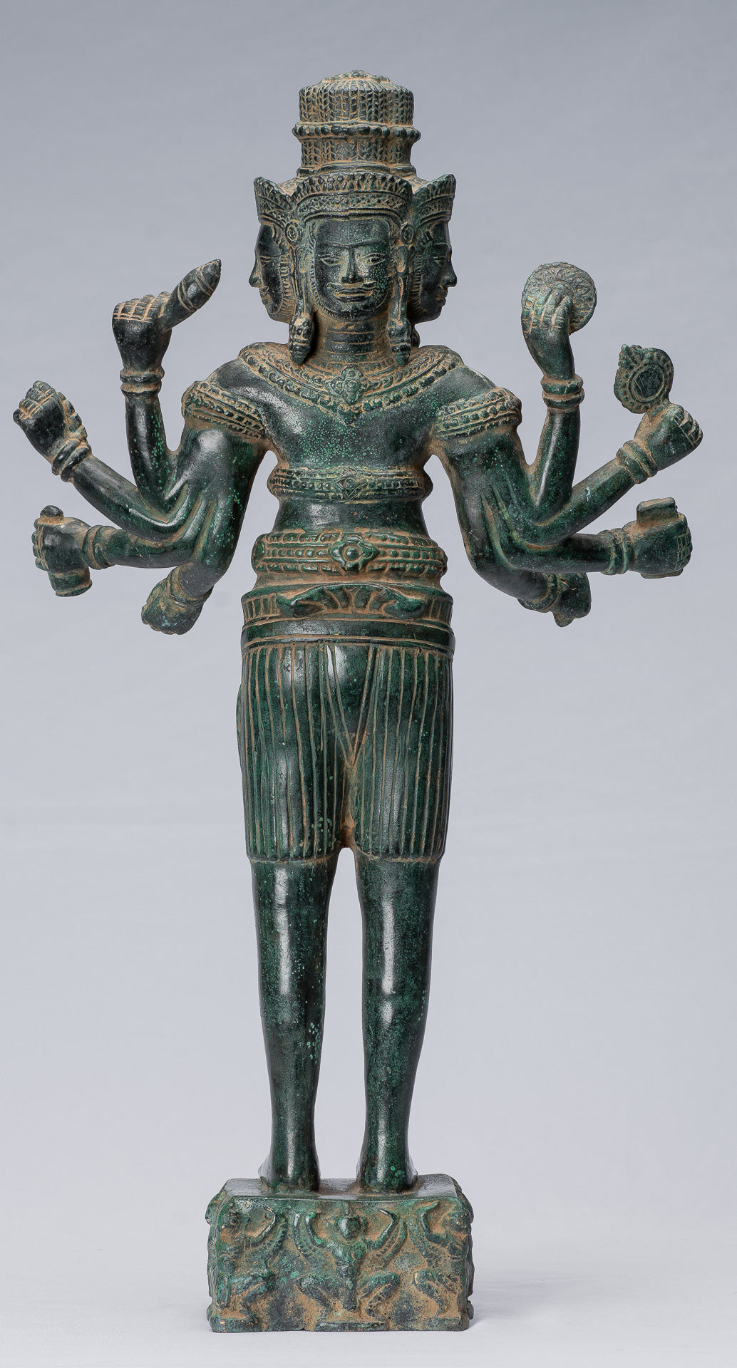 Brahma-Statue – Stehender Brahma aus Bronze im antiken Khmer-Stil von Koh Ker – Schöpfung eines Hindu-Gottes – 53 cm Brahma-Statue – Stehender Brahma aus Bronze im antiken Khmer-Stil von Koh Ker – Schöpfung eines Hindu-Gottes – 53 cm