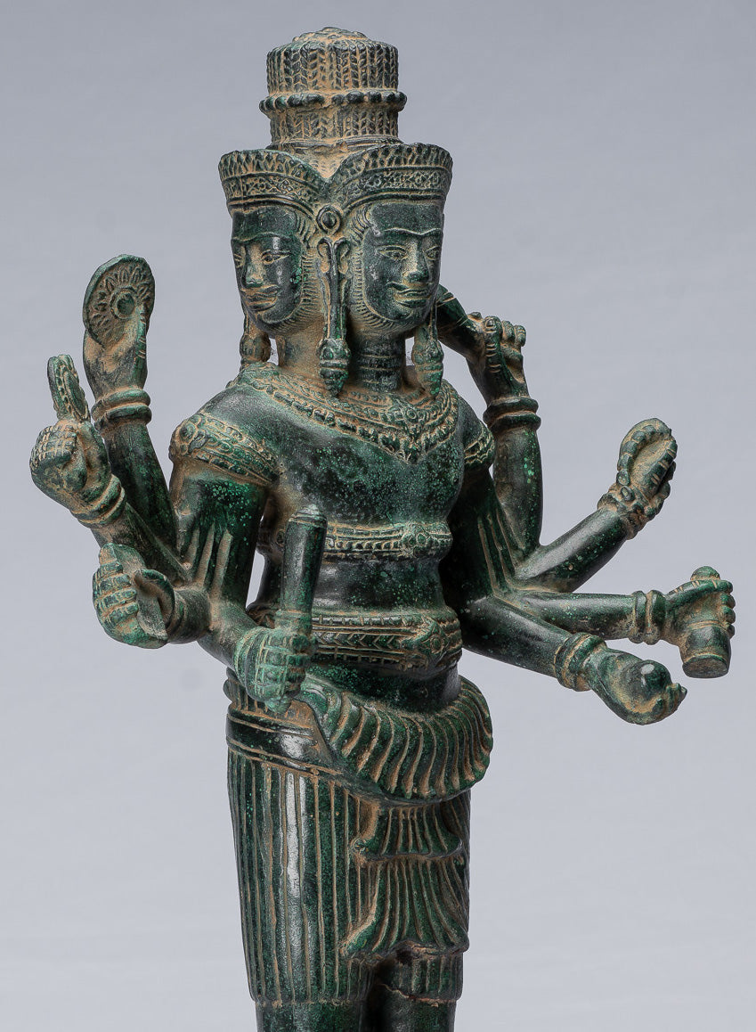 Brahma-Statue – antiker Khmer-Stil, Koh Ker, stehend, Bronze, Brahma – Schöpfung eines Hindu-Gottes – 53 cm