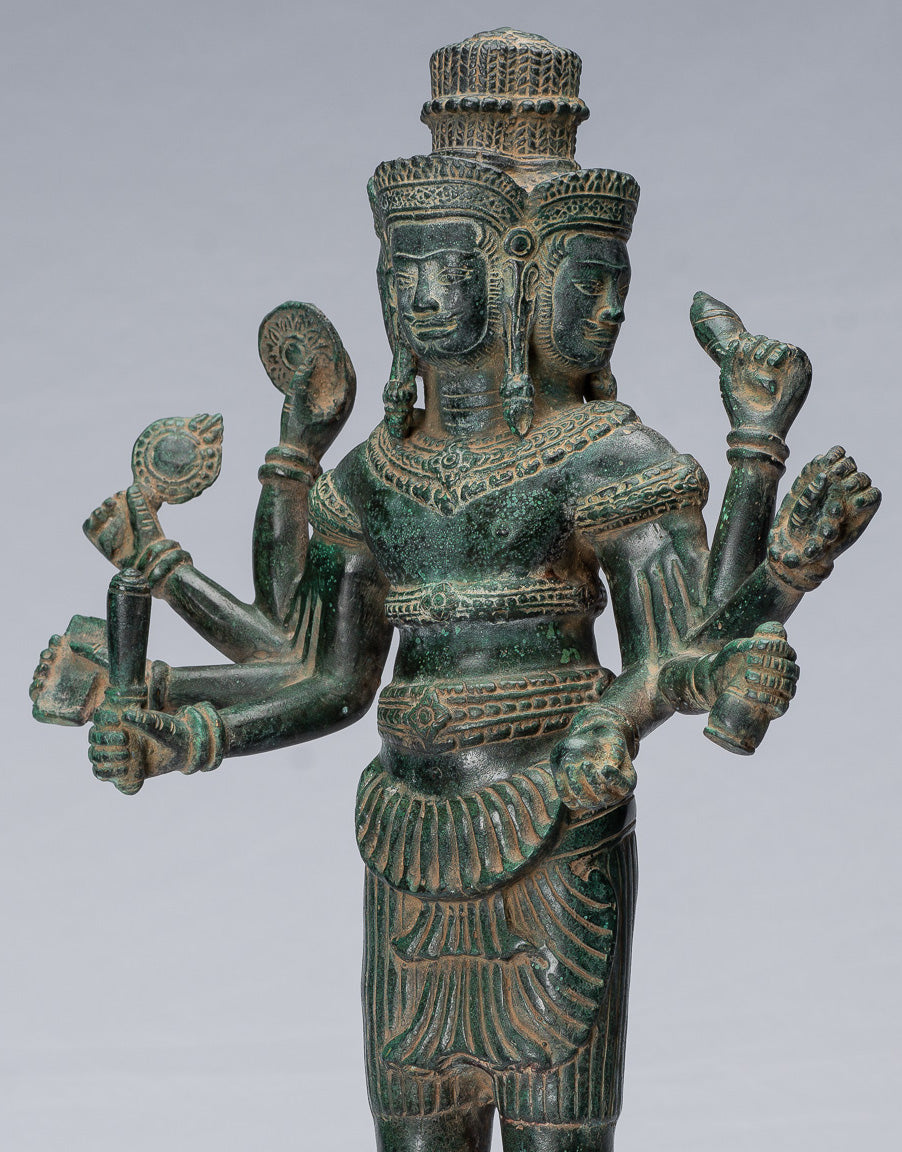 Brahma-Statue – antiker Khmer-Stil, Koh Ker, stehend, Bronze, Brahma – Schöpfung eines Hindu-Gottes – 53 cm