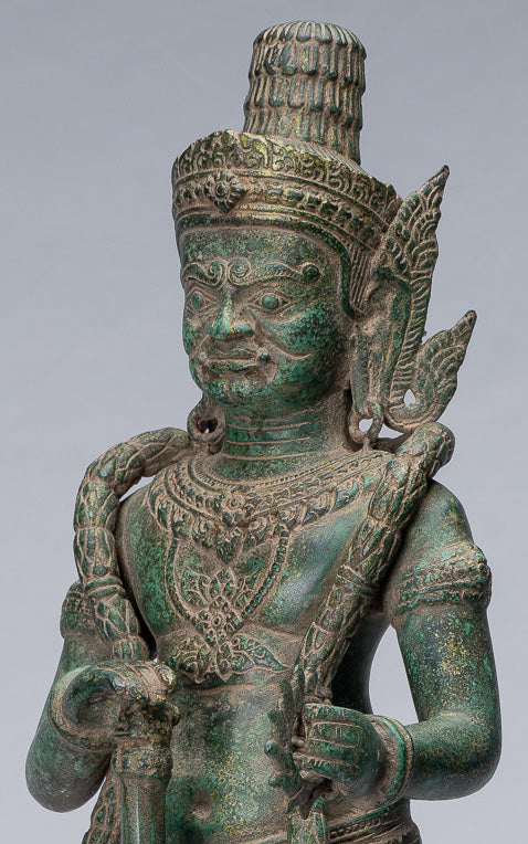 Statue de Gardien - Bronze Khmer Antique Style Koh Ker Gardien du Temple Yaksha - 55 cm / 22"