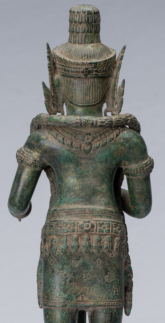 Statue de Gardien - Bronze Khmer Antique Style Koh Ker Gardien du Temple Yaksha - 55 cm / 22"