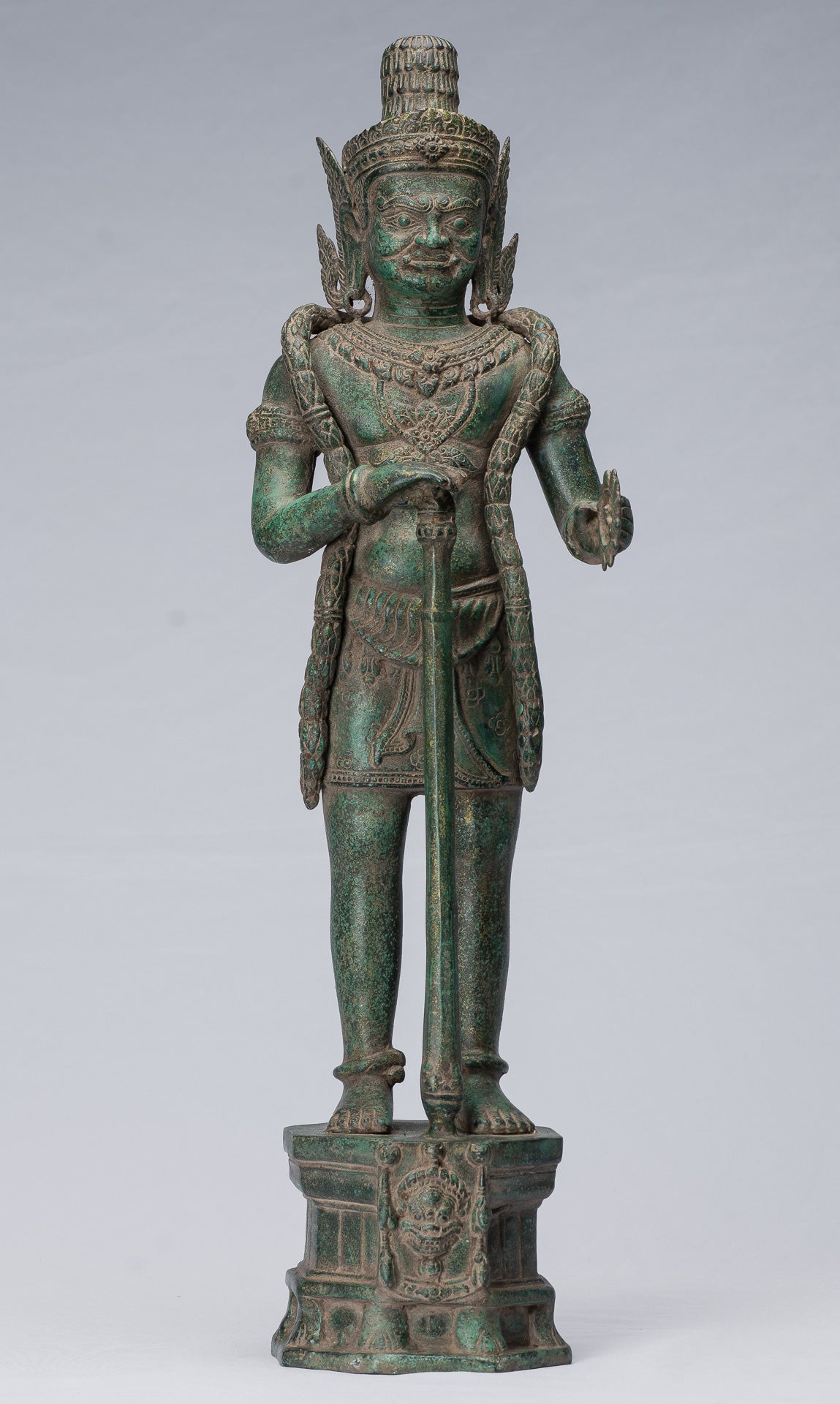 Statue de Gardien - Bronze Khmer Antique Style Koh Ker Gardien du Temple Yaksha - 55 cm / 22"