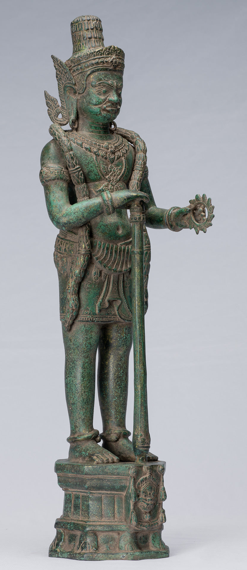 Statue de Gardien - Bronze Khmer Antique Style Koh Ker Gardien du Temple Yaksha - 55 cm / 22"