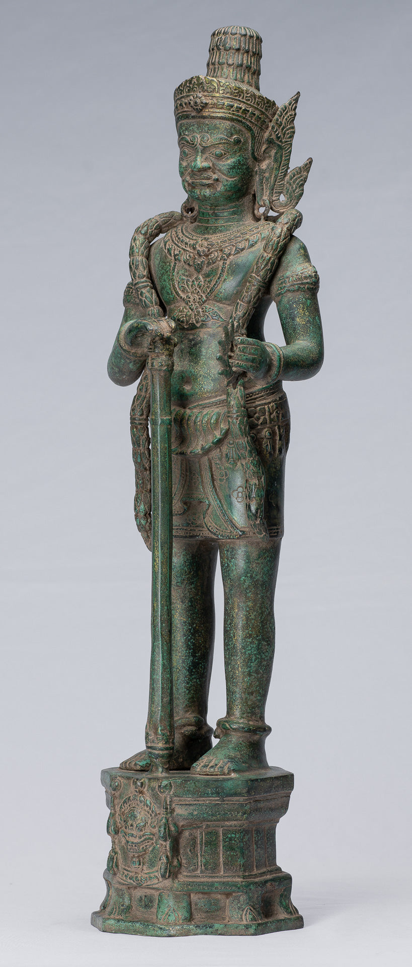 Statue de Gardien - Bronze Khmer Antique Style Koh Ker Gardien du Temple Yaksha - 55 cm / 22"