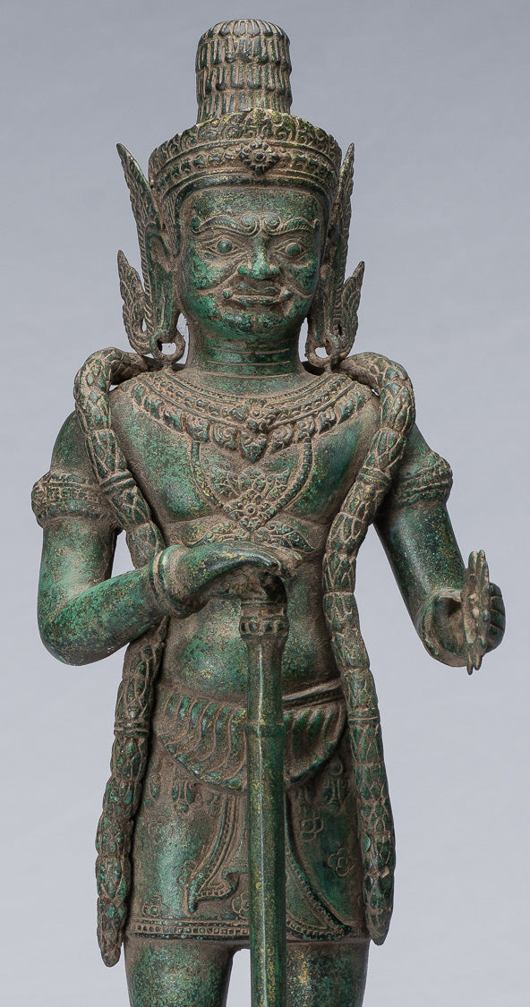 Statue de Gardien - Bronze Khmer Antique Style Koh Ker Gardien du Temple Yaksha - 55 cm / 22"