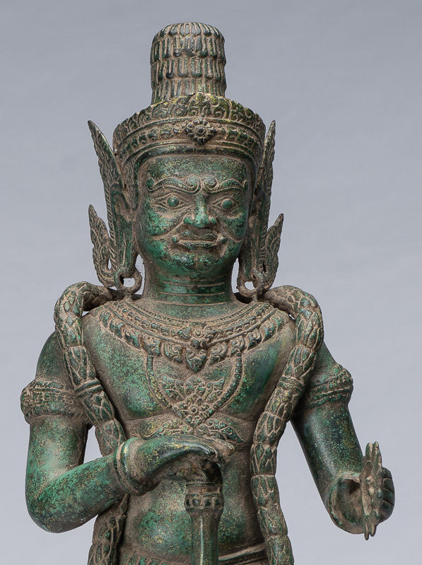 Statue de Gardien - Bronze Khmer Antique Style Koh Ker Gardien du Temple Yaksha - 55 cm / 22"